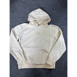 Tier NYC Unisex Cream Hoodie Pullover Sweatshirt Size Small Front Pocket
